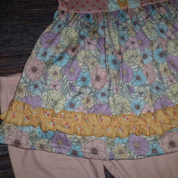 Boutique Floral Tunic Dress Ruffle Leggings Girls Outfit Set - Picture 3 of 5